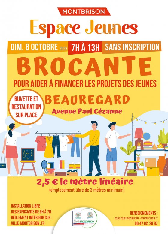 illustration de brocante sur fond jaune