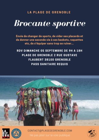 affiche évènement : tenues de sport accrochées à un parasol