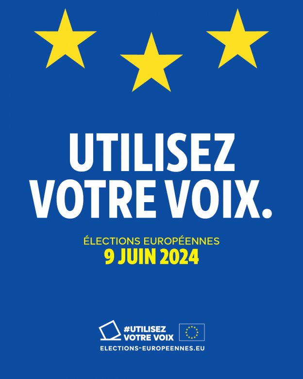 affiche "Utilisez votre voix" Elections Européennes 9 juin 2024