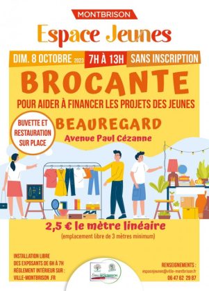 illustration de brocante sur fond jaune
