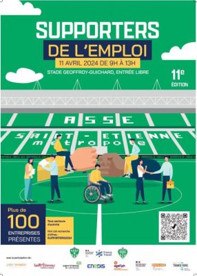 illustration d'un stade avec des personnages en situations variées