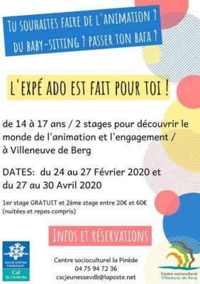 Affiche expé ados stages 2020