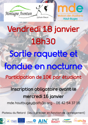 Sortie raquette et fondue vendredi 18 janvier