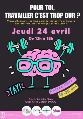 Affiche atelier Insertion professionnelle et sociale MJC Confluence jeudi 24 avril