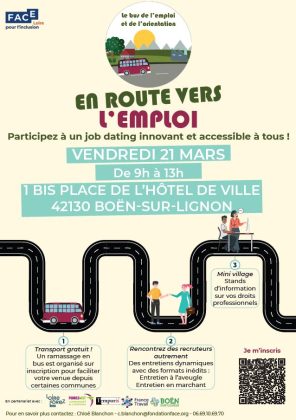 illustration d'une route qui serpente sur une affiche couleur crèeme aevc les informations pratiques de l'événement