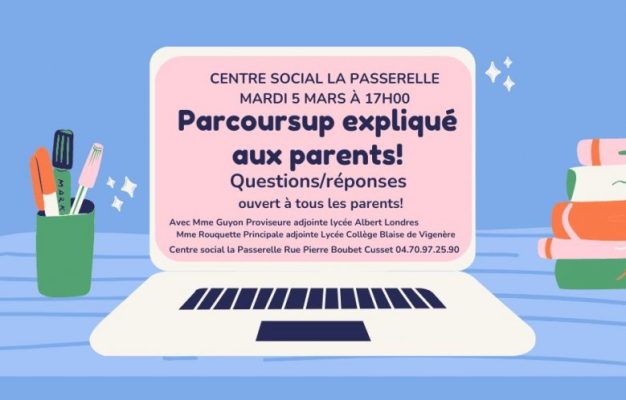 Ordinateur contenant les informations sur la réunion Parcoursup pour les parents