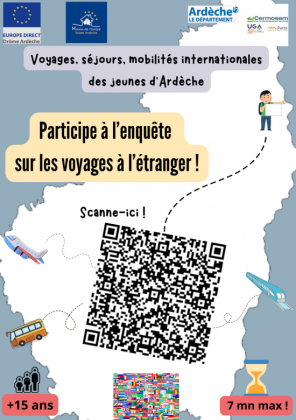 Visuel du questionnaire sur la mobilité internationale avec QR code pour ouvrir