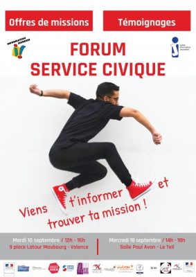 Affiche forum service civique Valence 2019