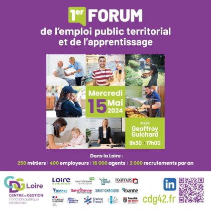 visuel violet avec des photos miniatures des différents métiers des agents territoriaux