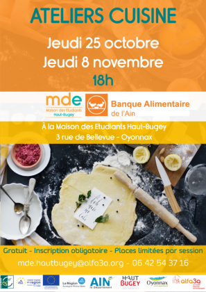 Ateliers cuisine avec la MDE Haut-Bugey et la Banque Alimentaire de l'Ain