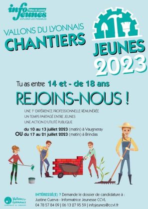 affiche chantier jeunes du 10 au 13 juillet 2023 à Vaugneray