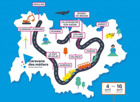 Illustration de la tournée de la Caravane des Métiers sur la Région Auvergne-Rhône-Alpes