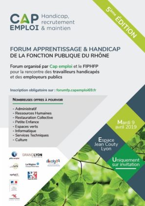Job dating apprentissage & handicap mardi 9 avril 2019 à l'Espace Jean Couty, Lyon 9e / inscriptions sur forumfp.capemploi69.fr