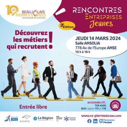 Affiche rencontres entreprises jeunes à Anse le 14 mars 2024